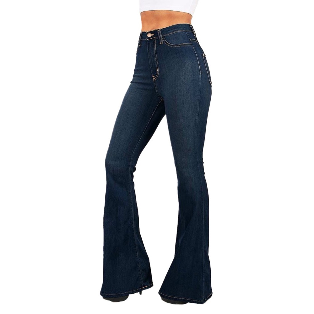 NWT Vibrant Women's Juniors Bell Bottom High Waist Fitted Denim Jeans